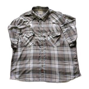 Dubinik Mens 4XL Plaid Pearl Snap Shirt Customized Version Bamboo Pocket Ranch